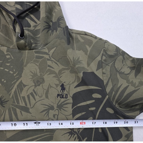 Polo Ralph Lauren Hoodie Mens M Green Camo Hawaiian Print Pullover LIMITED USE - Picture 7 of 9
